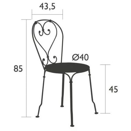 Fermob 1900 outdoor chair with metal frame and curved backrest, designed for outdoor hospitality settings.