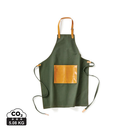 Vinga Stonewashed Canvas Apron Asado with adjustable neck strap and front pocket, ideal for cooking and grilling.