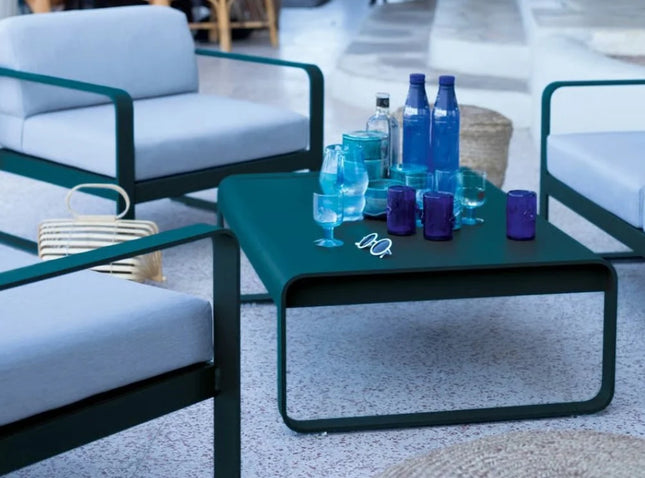 Fermob Bellevie low aluminum lounge table, 103x75 cm, outdoor garden furniture with sleek modern design