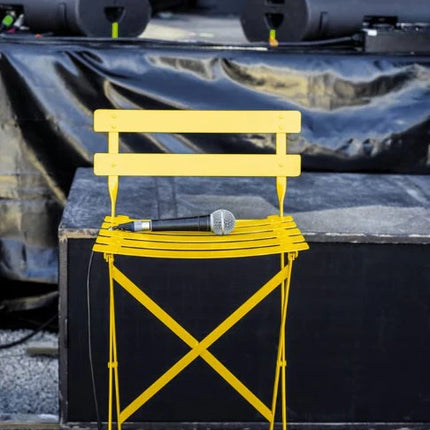 Fermob Bistro high bar stool, foldable outdoor seating with a modern design, suitable for hospitality and restaurant settings.