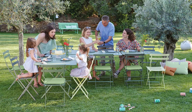 Fermob Bistro folding round table, 57 x 37 cm, outdoor hospitality furniture with a sleek design for balconies or patios.