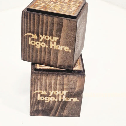 QR Code Block 5 sides Stained & Branded 10-1000 Custom Wood Designs CU0F4C_1