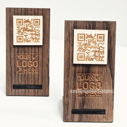QR Display Stand - Laser Cut Dark Oak 10-1000 Custom Wood Designs CU163C_1