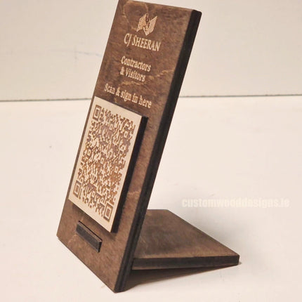 QR Display Stand - Laser Cut Dark Oak 10-1000 Custom Wood Designs CU237D_1