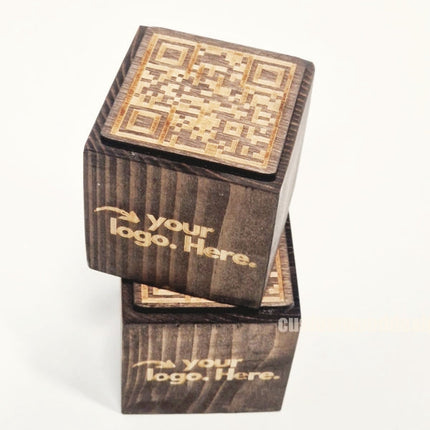 QR Code Block 5 sides Stained & Branded 10-1000 Custom Wood Designs CU7257_1