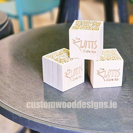 QR Code Block Natural 3 sides Branded 10-1000 Custom Wood Designs CUC671_1