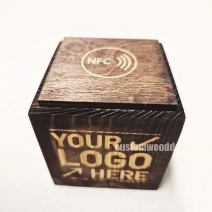 NFC Enabled Block 5 sides Stained & Branded 10-1000 Custom Wood Designs CUD9D2_1