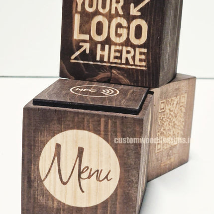 NFC Enabled Block 5 sides Stained & Branded 10-1000 Custom Wood Designs CUDB69_1