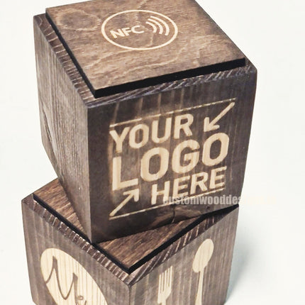 NFC Enabled Block 5 sides Stained & Branded 10-1000 Custom Wood Designs CUF4D0_1
