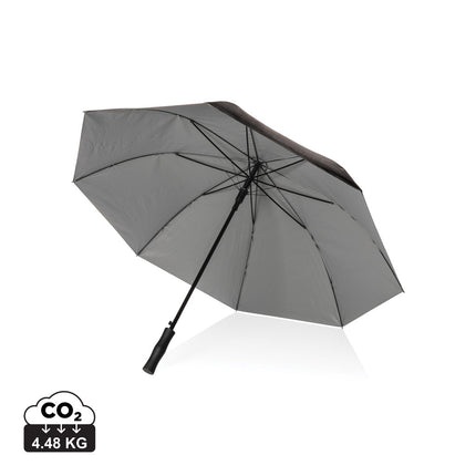 CWD XD 27-inch Impact AWARE™ RPET dual-color auto-open umbrella with wind-resistant design and compact handle.