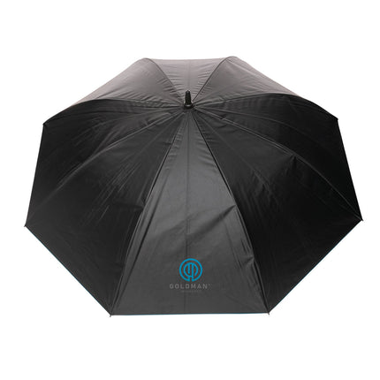 CWD XD 27-inch Impact AWARE™ RPET dual-color auto-open umbrella with protective canopy and ergonomic handle.