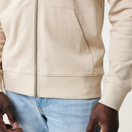 Recycled cotton zip-through hoodie by iqoniq, featuring a comfortable fit and casual style in a textile material.