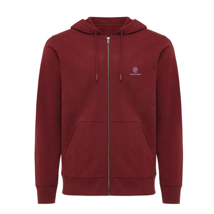 Recycled cotton zip-through hoodie by iqoniq, featuring a comfortable textile design in a casual style.
