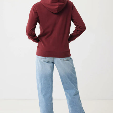 Recycled cotton zip hoodie by iqoniq, casual textile hoodie with front zipper and comfortable fit, in a natural fabric appearance.