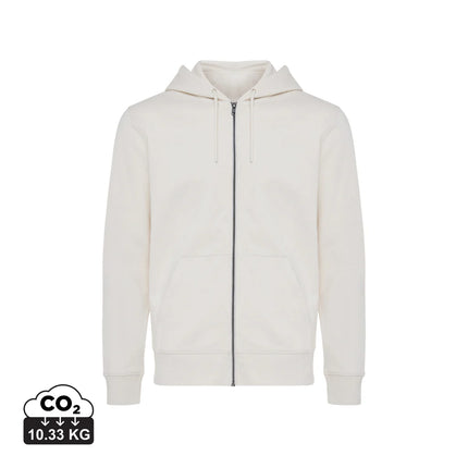 Recycled cotton zip-through hoodie by iqoniq in size 5XL, featuring a comfortable textile design and front zipper closure.