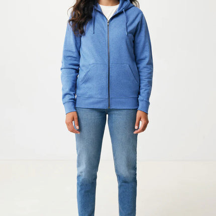 Iqoniq Abisk recycled cotton zip hoodie, textile with front zipper, soft fabric, eco-friendly casual wear in natural tones.