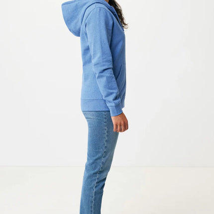 Iqoniq Abisk recycled cotton zip hoodie in textile, featuring a front zipper, hood, and casual fit with visible stitching details.