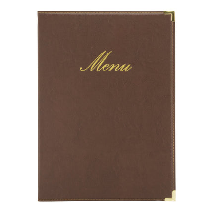 Set of 10 black A4 leather menu covers by Custom Wood Designs, featuring durable, professional menu presentation for restaurants.