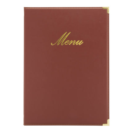 Set of 10 black A4 leather menu covers by Custom Wood Designs, featuring durable material and professional presentation.