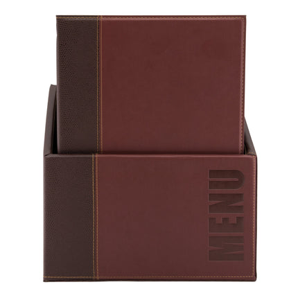 Leather style A4 menu holders in box 2 packs of 20 Wine Red Custom Wood Designs black-leather-style-a4-menu-holders-in-box-2-packs-of-20-53613280788823