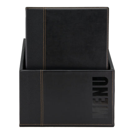 Leather style A4 menu holders in box 2 packs of 20 Black Custom Wood Designs black-leather-style-a4-menu-holders-in-box-2-packs-of-20-53613284557143