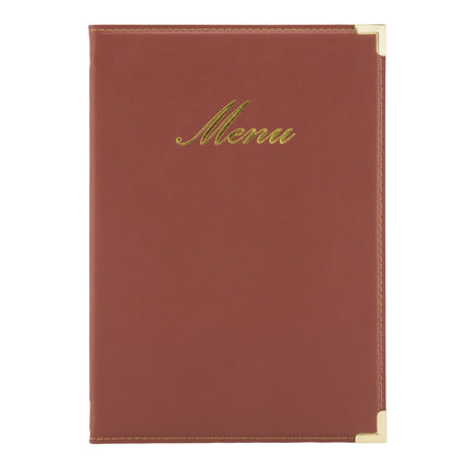 Leather style menu A5 pack of 10 Wine Red Custom Wood Designs __label: Multibuy black-leather-style-menu-a5-pack-of-10-53613256409431