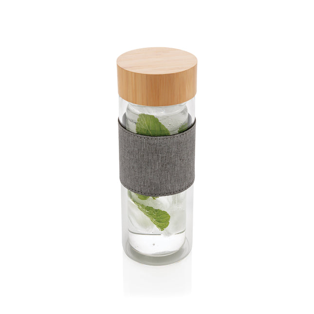 Double Wall Glass Bottle with bamboo lid 360ml pack of 25 Custom Wood Designs __label: Multibuy default-title-double-wall-glass-bottle-with-bamboo-lid-360ml-pack-of-25-53613711622487