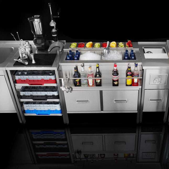Oxygen Speed Glass Module - Quick Access For Bartenders With Extendable Decks And 100 Barware Capacity