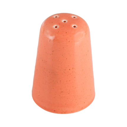 Porland amber salt shaker with a clear glass body and metal lid, designed for seasoning at the table.