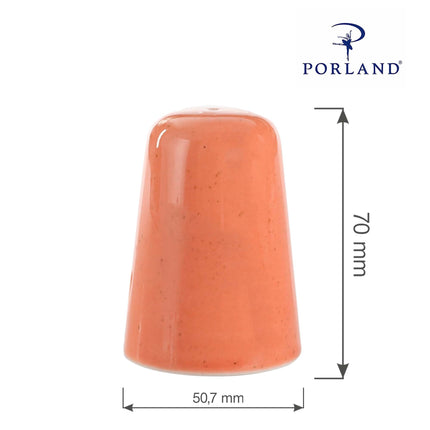Porland amber pepper shaker with a sleek glass body and metal lid, designed for stylishly seasoning meals.