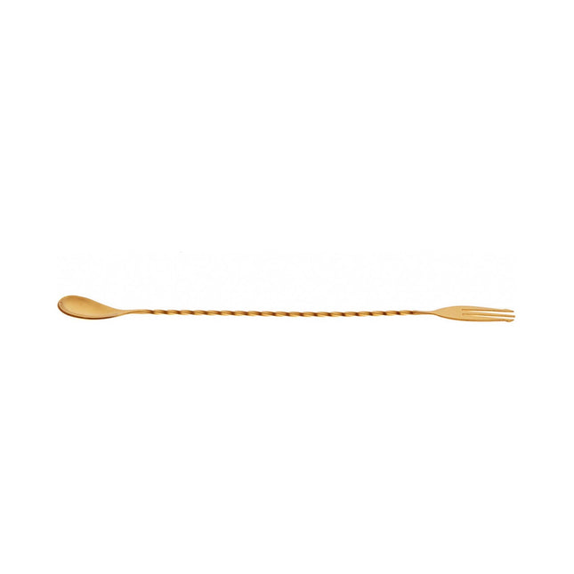 Bar Spoon with Fork End, Gold plated, 315mm