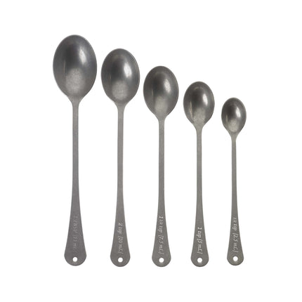 Measured Bar Spoon Set, 5 Spoons on Ring, Vintage