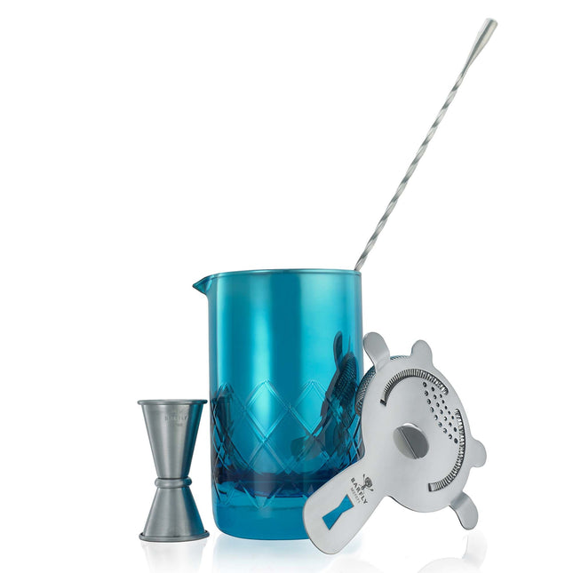 Barfly Mixing Glass 500 Ml Blue - Stainless Steel Interior With Integrated Pouring Spout And Weighted Base