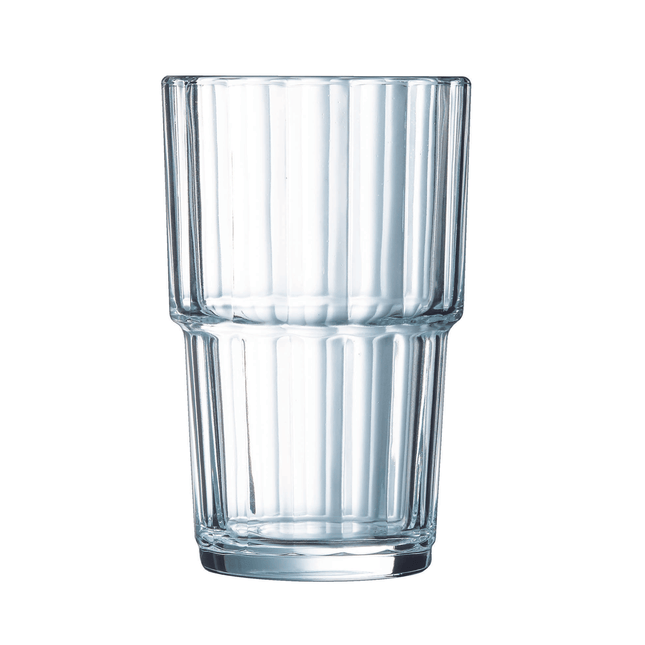 Arcoroc Norvege highball glass, 270ml tall glass for heavy use in catering and hospitality, clear professional-grade drinkware