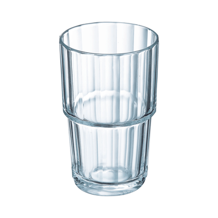 Arcoroc Norvege highball glass, 270ml, tall professional-grade glass for heavy use in catering and hospitality settings.