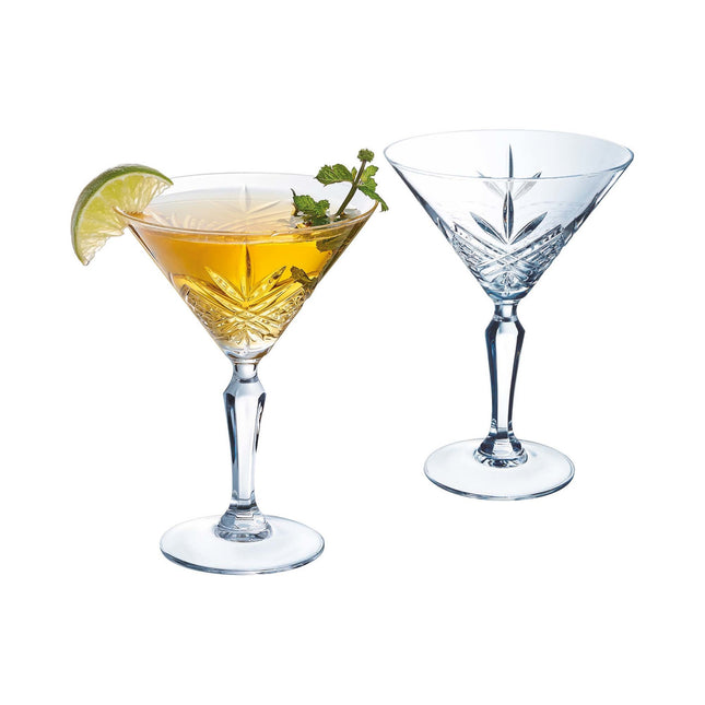 Broadway Cocktail Stem Glass 210ml - Crystal Look With Intricate Carvings For Elegant Cocktails