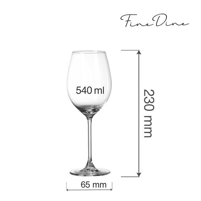 Cantare Wine Glass 540ml Elegant Thin Stem With Laser Cut Edge For Enhanced Taste And Durability