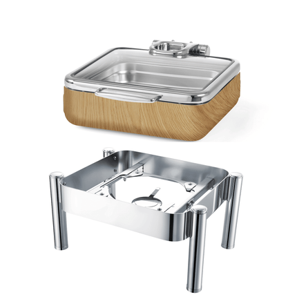 Madeira De Luxe Induction Chafing Dish GN 2/3 With Glass Lid - Slow Close Lid And Condensation Drip Tray