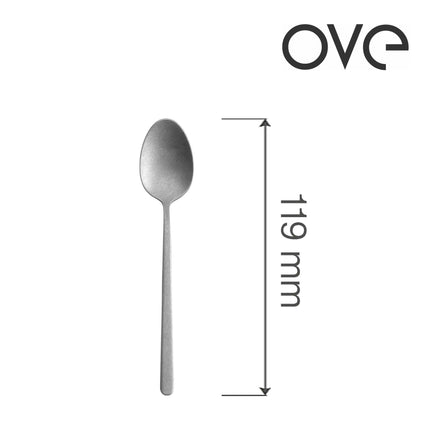 Amarone Vintage coffee spoon by OVE, 119mm, with a polished stainless steel finish, designed for stirring coffee.