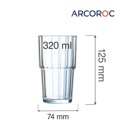 Arcoroc Norvege Highball Glass 320ml - Professional Grade Durable Drinkware For Cafeterias And Restaurants