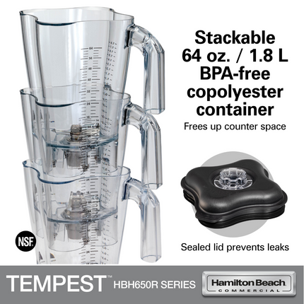 Tempest High-Performance Blender HBH650R-CE, 178X203X(H)457mm
