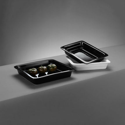 Porcelain GN 2/3 container, black, 350x325x(h)60mm