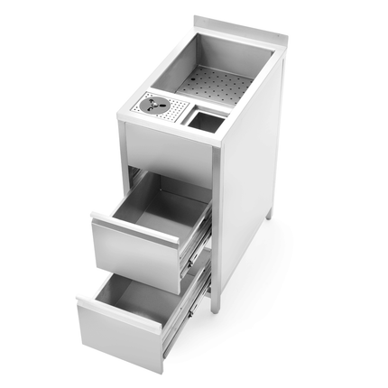 Boston utility station with ice well for washing and storage, 400x650x(h)900mm