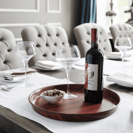 Montana Non-slip Surface Tray with high rim, walnut- round, 360mm