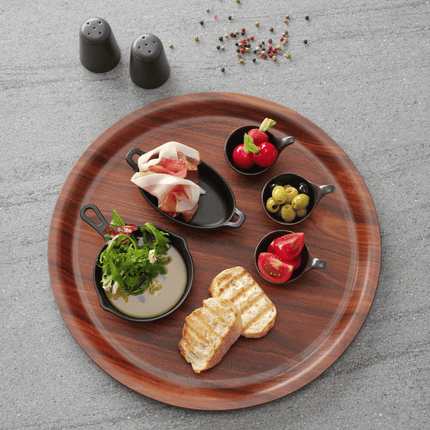 Montana Non-slip Surface Tray with high rim, walnut- round, 320mm