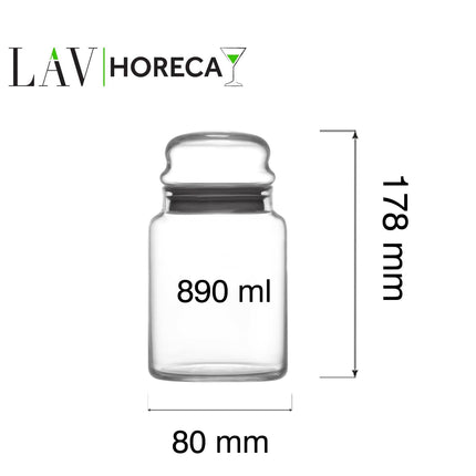 LAV Phuket Glass Jar With Lid 890ml - Elegant Storage For Fresh Ingredients In Hotels And Restaurants