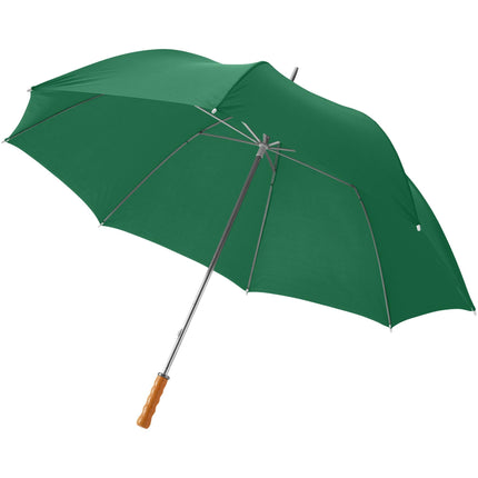 Set of 25 blue 30-inch golf umbrellas with wooden handles by Custom Wood Designs, ideal for outdoor golf games.