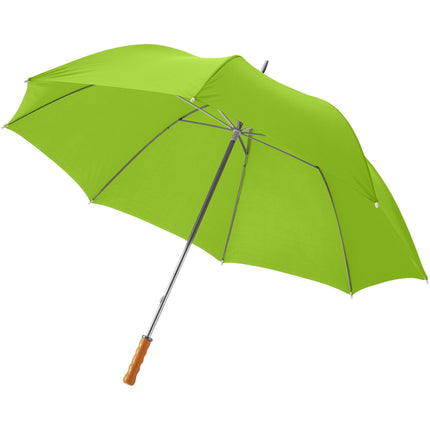 Set of 25 blue 30-inch golf umbrellas with wooden handles by Custom Wood Designs, ideal for golf courses and outdoor activities.