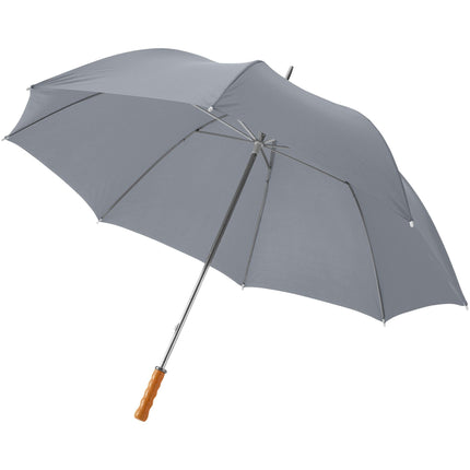 Set of 25 blue 30-inch golf umbrellas with wooden handles by Custom Wood Designs, perfect for golf courses and outdoor use.