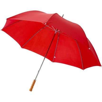 Set of 25 blue 30-inch golf umbrellas with wooden handles by Custom Wood Designs, perfect for golf course protection.
